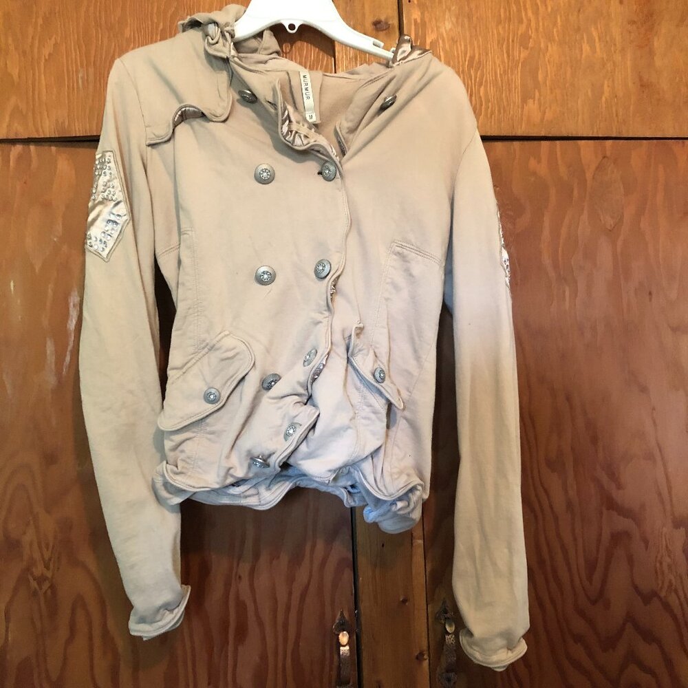 MUR MUR Womens Tan Button Front Studded w/ other Embellishments Jacket, Sz M